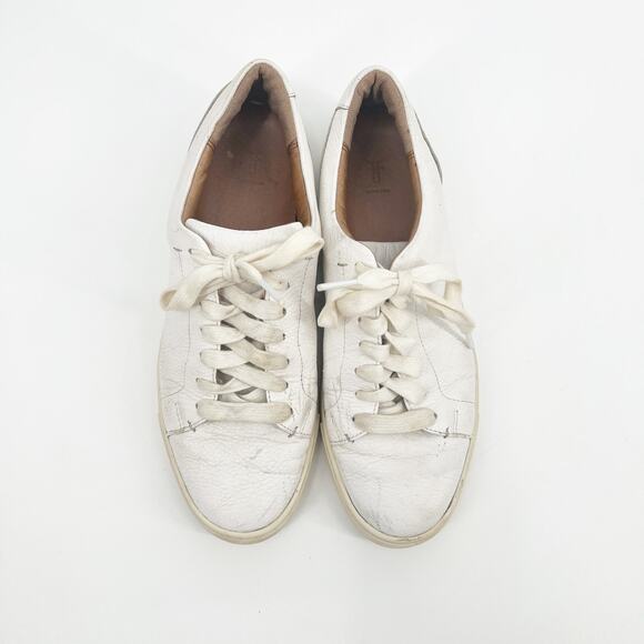 FRYE Ivy Low Lace Leather Sneakers White Size 8.5 - Picture 3 of 8